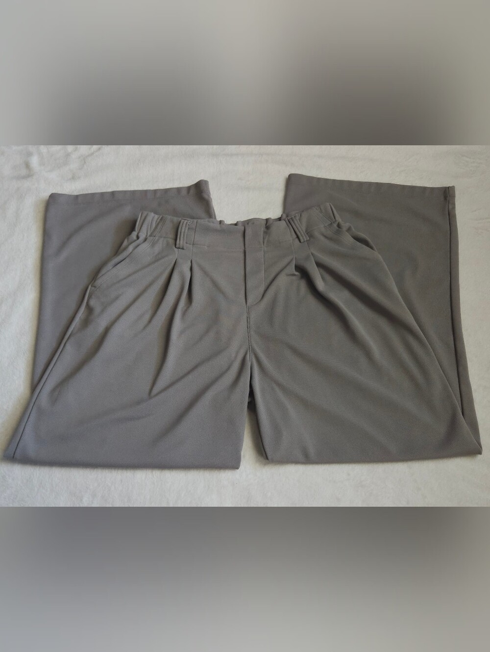 Halara Flex High Waisted Pocket Wide Leg Waffle Work Pants Gray Trouser M